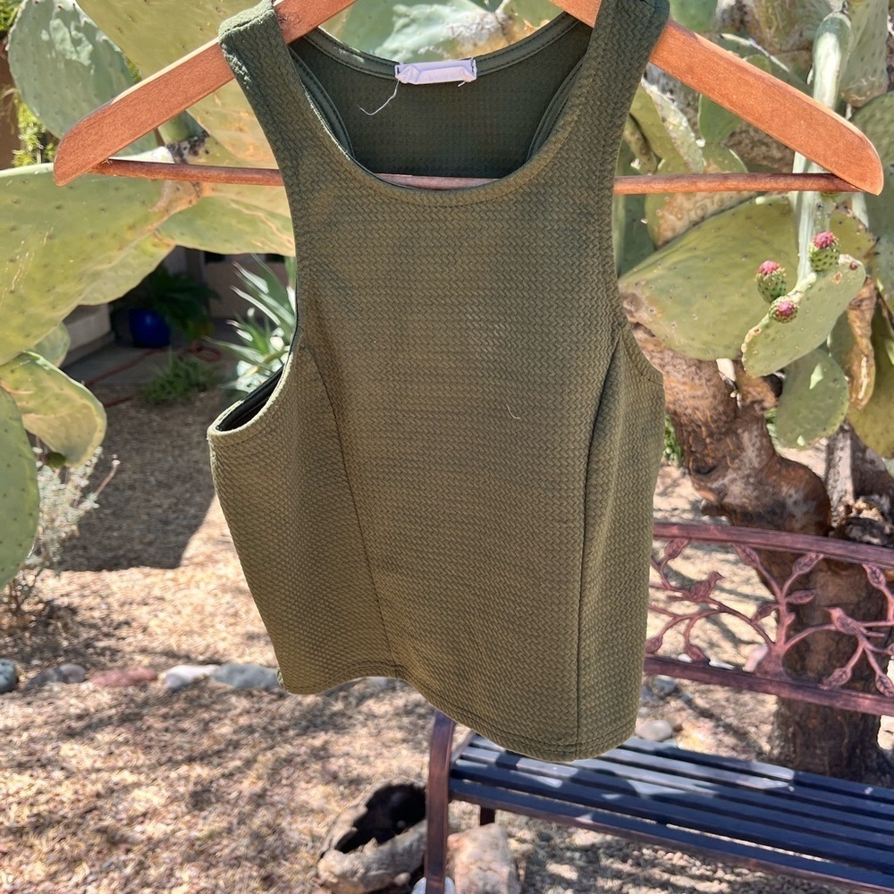 Poetry Olive Green Sleeveless Women's Tank (Muscle back) Cropped Size S